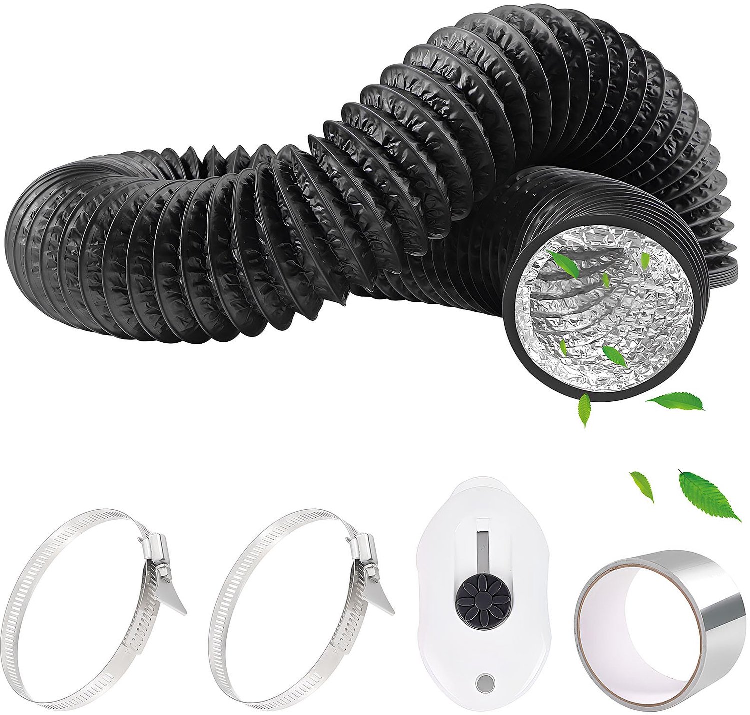 PVC Afvoer Slang Flexibel met Aluminium Band en Slangklemmen
