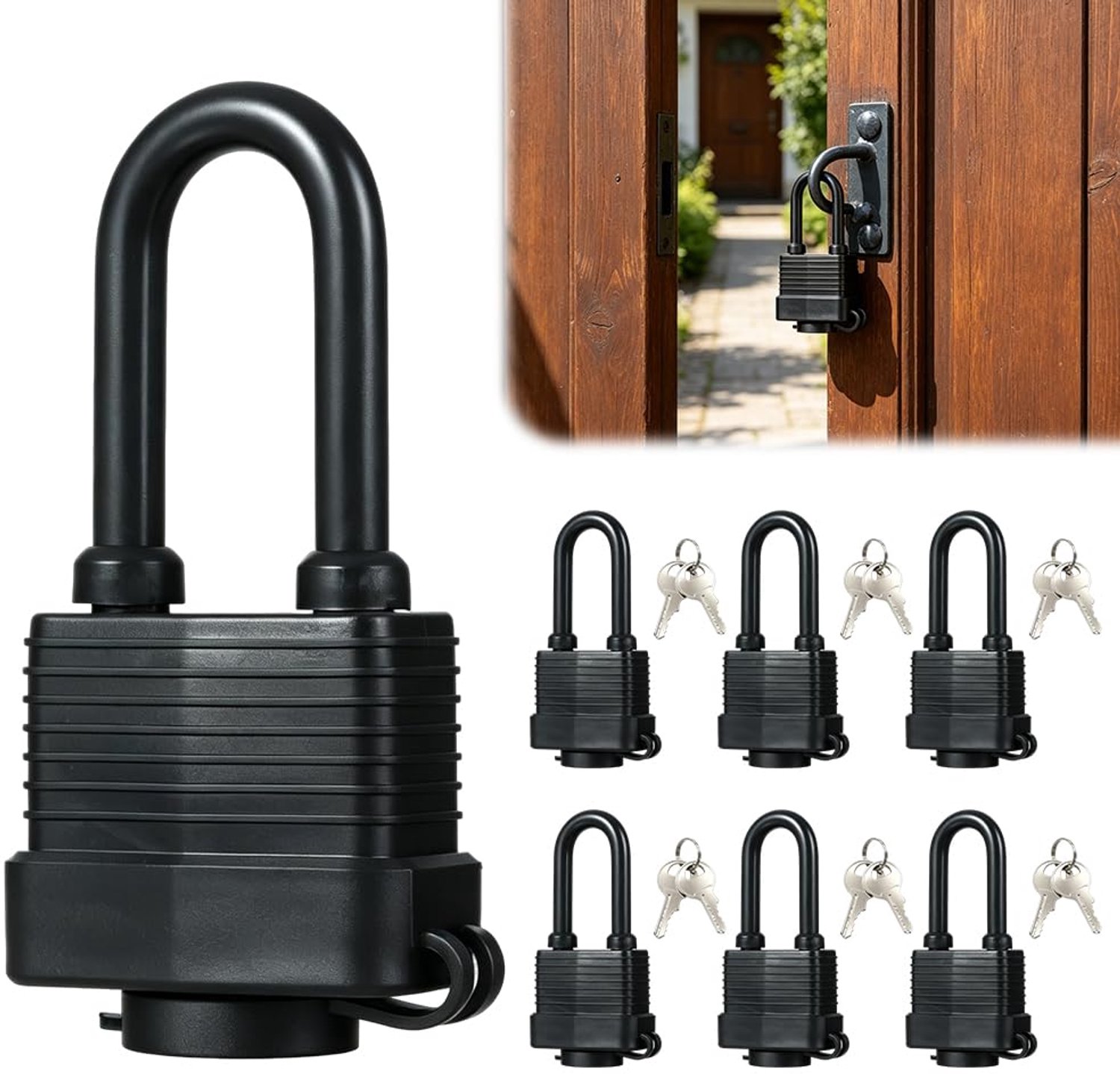 Set van 6 Waterdichte Hangsloten met Sleutels