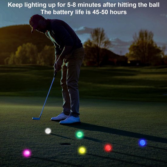 Set van 6 Lichtgevende Golfballen voor Nachttraining — afbeelding 2