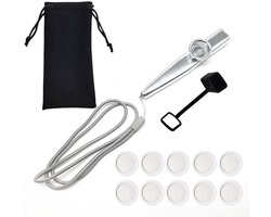 Kazoo Set met Draagtas en 10 Fluitmembranen, Zilver