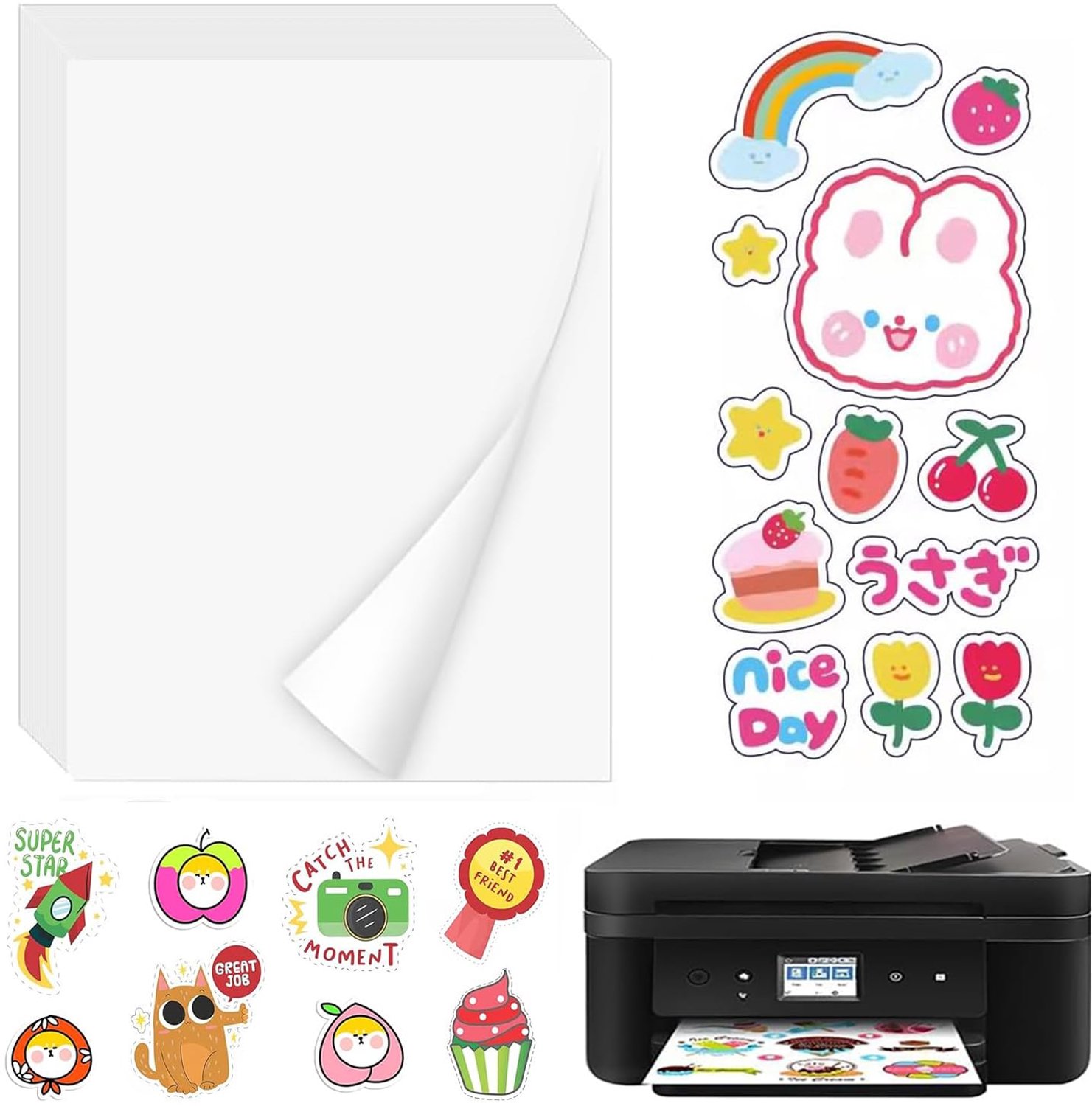 10 Vellen Bedrukbaar Stickerpapier A4 voor Inkjetprinters