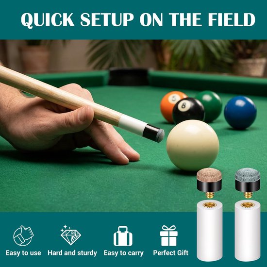 12 Stuks Pool Snooker Cue Tips Vervangset met Witte Ferrules — afbeelding 3