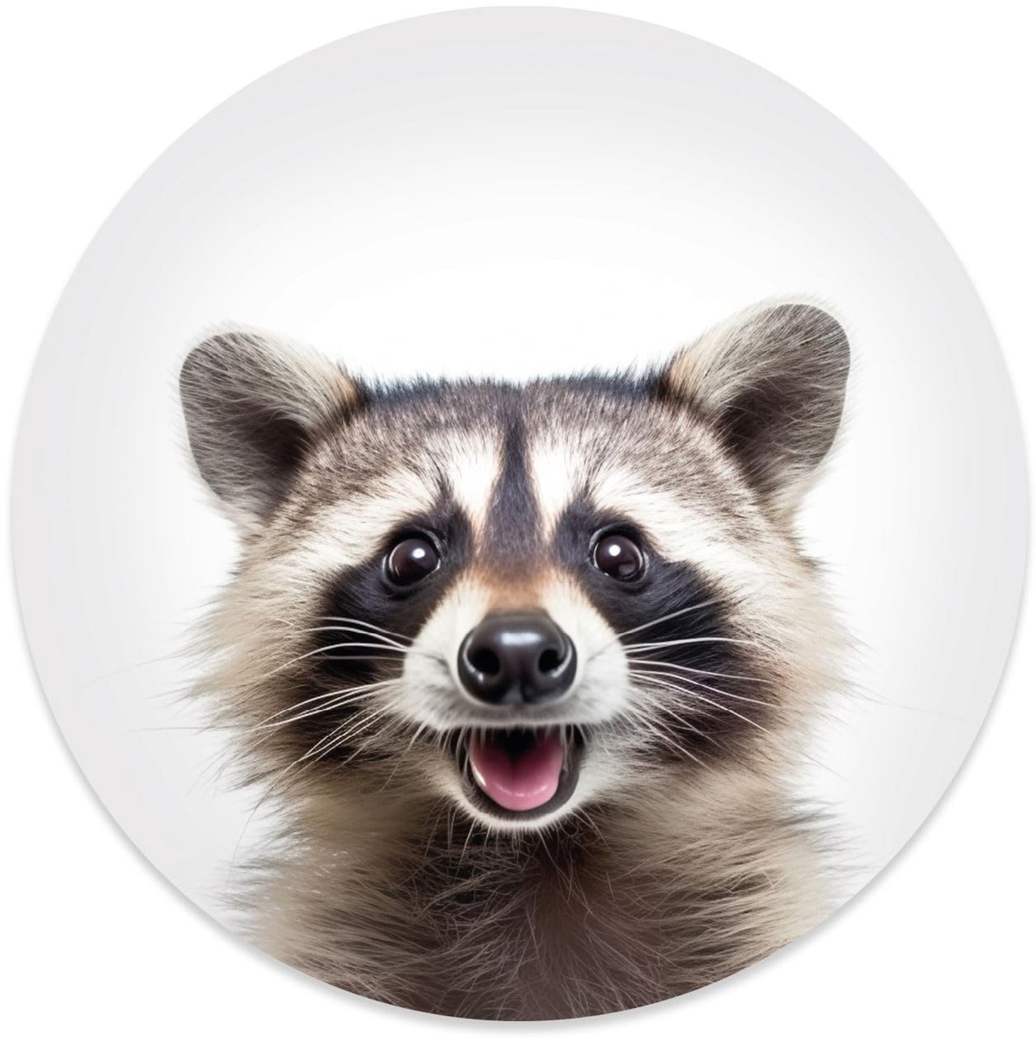 Grappige Wasbeer Sticker Ø 20 cm Weerbestendig