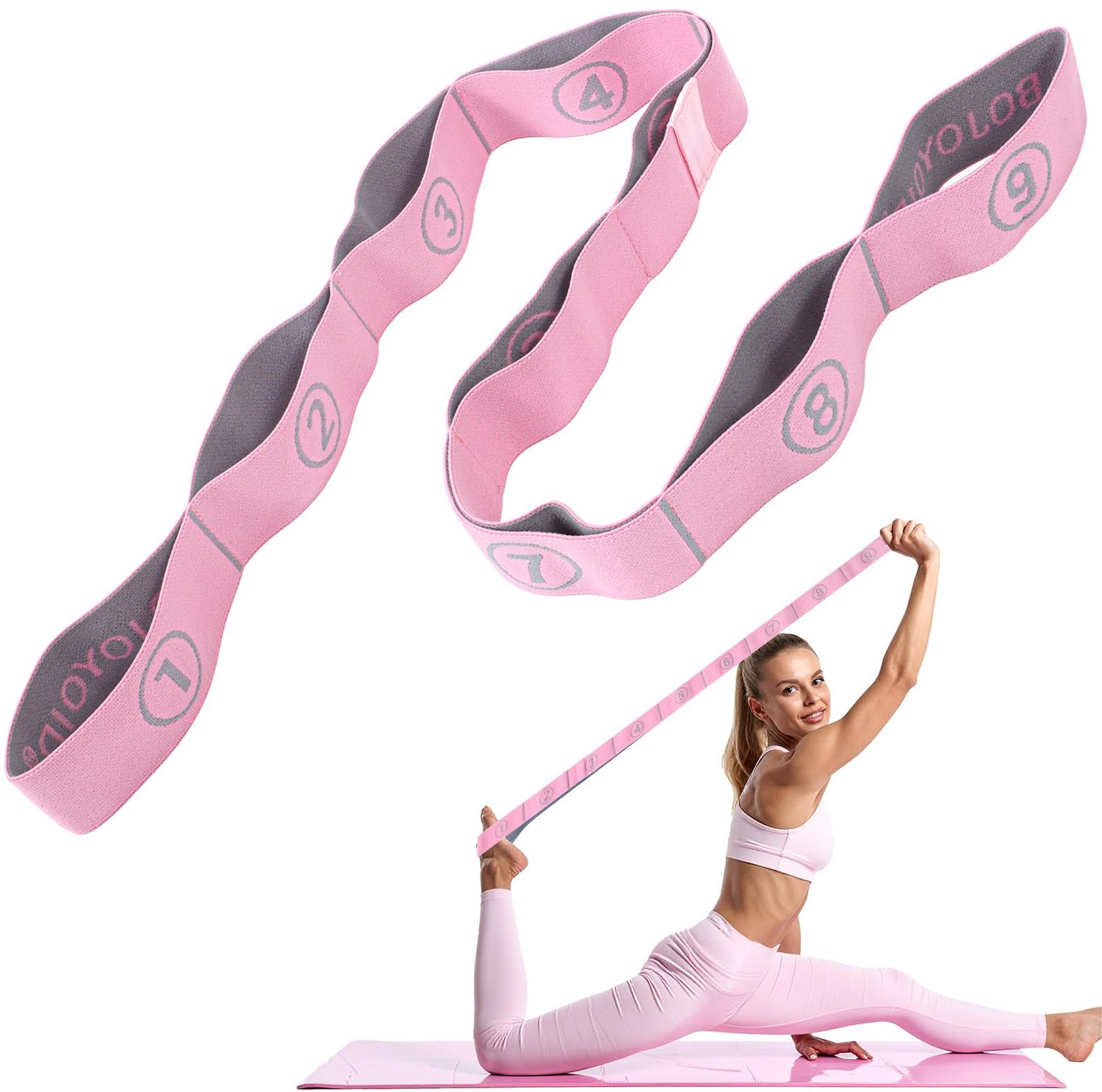 Yoga Stretch Band met 9 Lussen voor Flexibiliteit