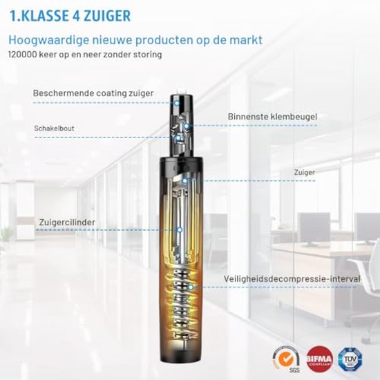 Gaslift Cilinder voor Kantoor- en Gaming Stoelen — afbeelding 3