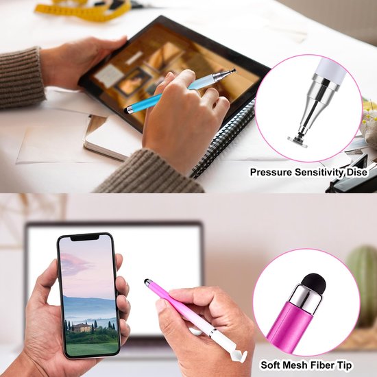 Styluspen 2-in-1 - Veelkleurig - 3 Stuks - Hoge Gevoeligheid - Siliconen - Geschikt voor Smartphone/Tablets - Touchscreenpen — afbeelding 5
