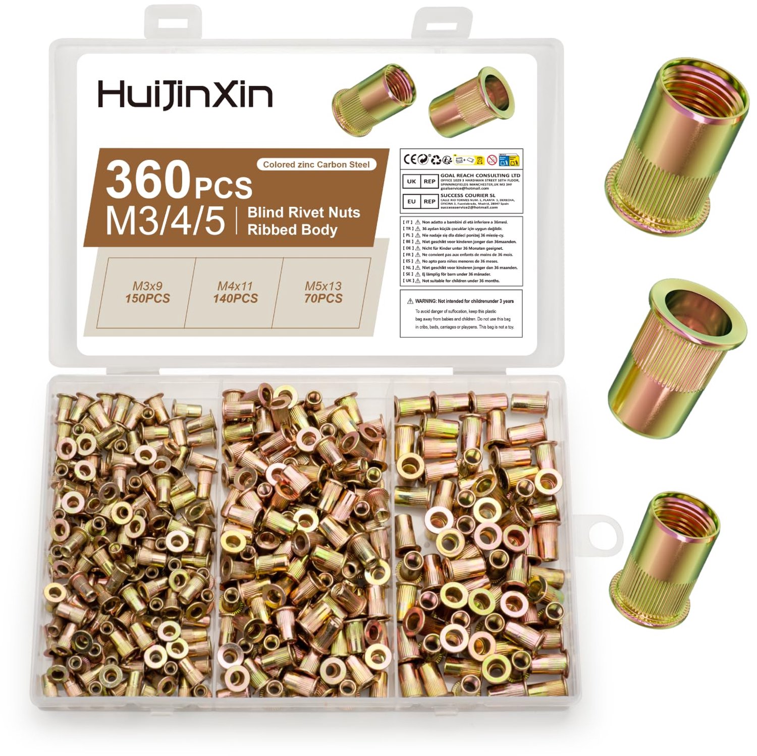 360 Stuks Rivet Nuts Set van Carbon Staal