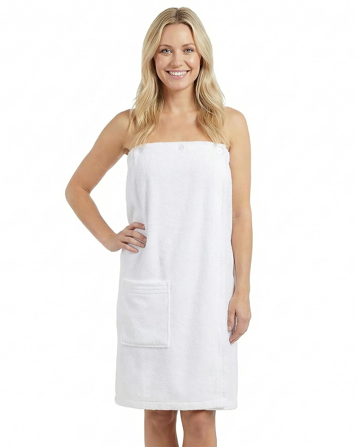 Sauna Kilt voor Dames - 10% Katoen met Knopen - Wit