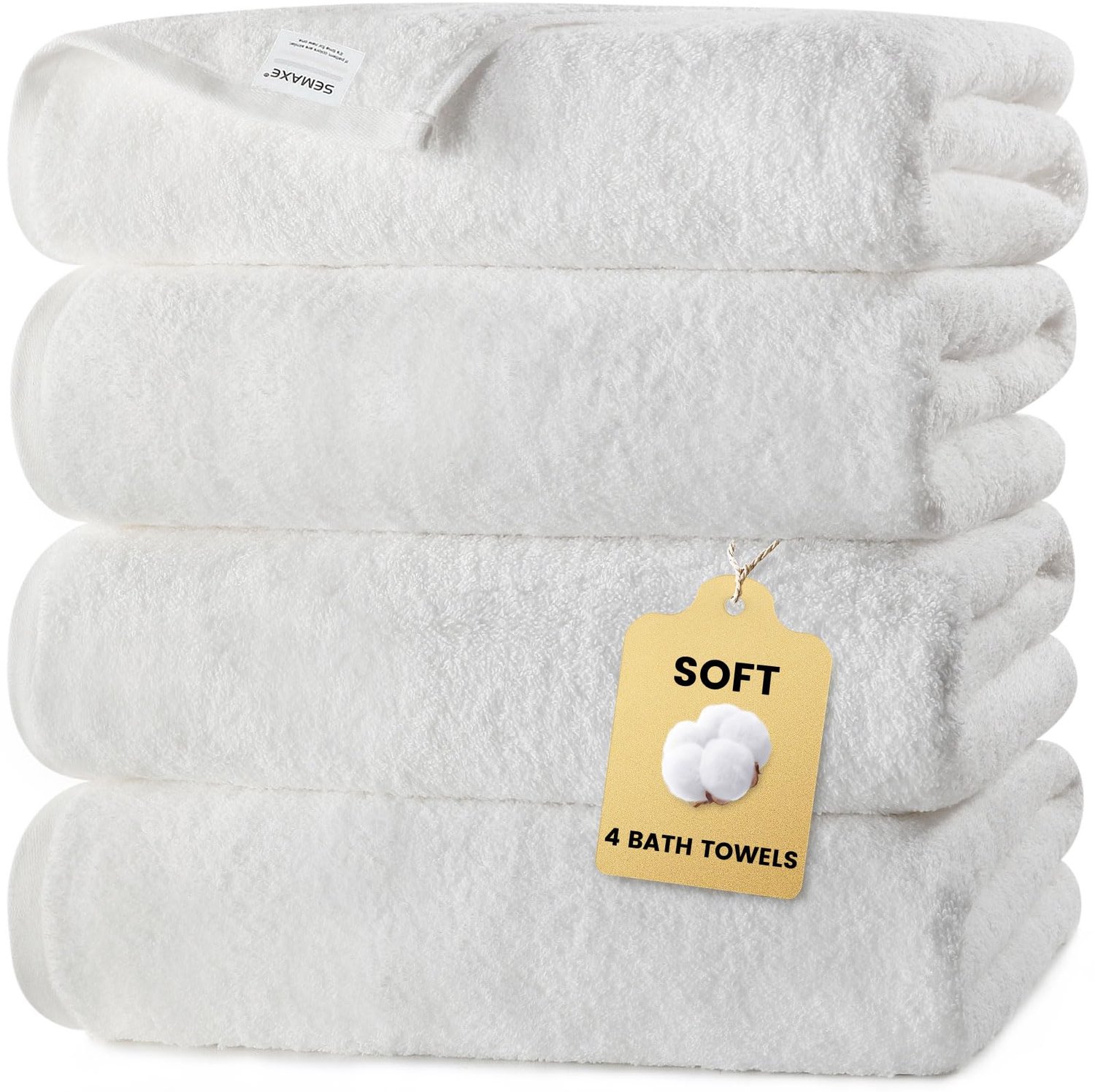 Set van 4 Witte Badhanddoeken 140 x 69 cm 100% Katoen