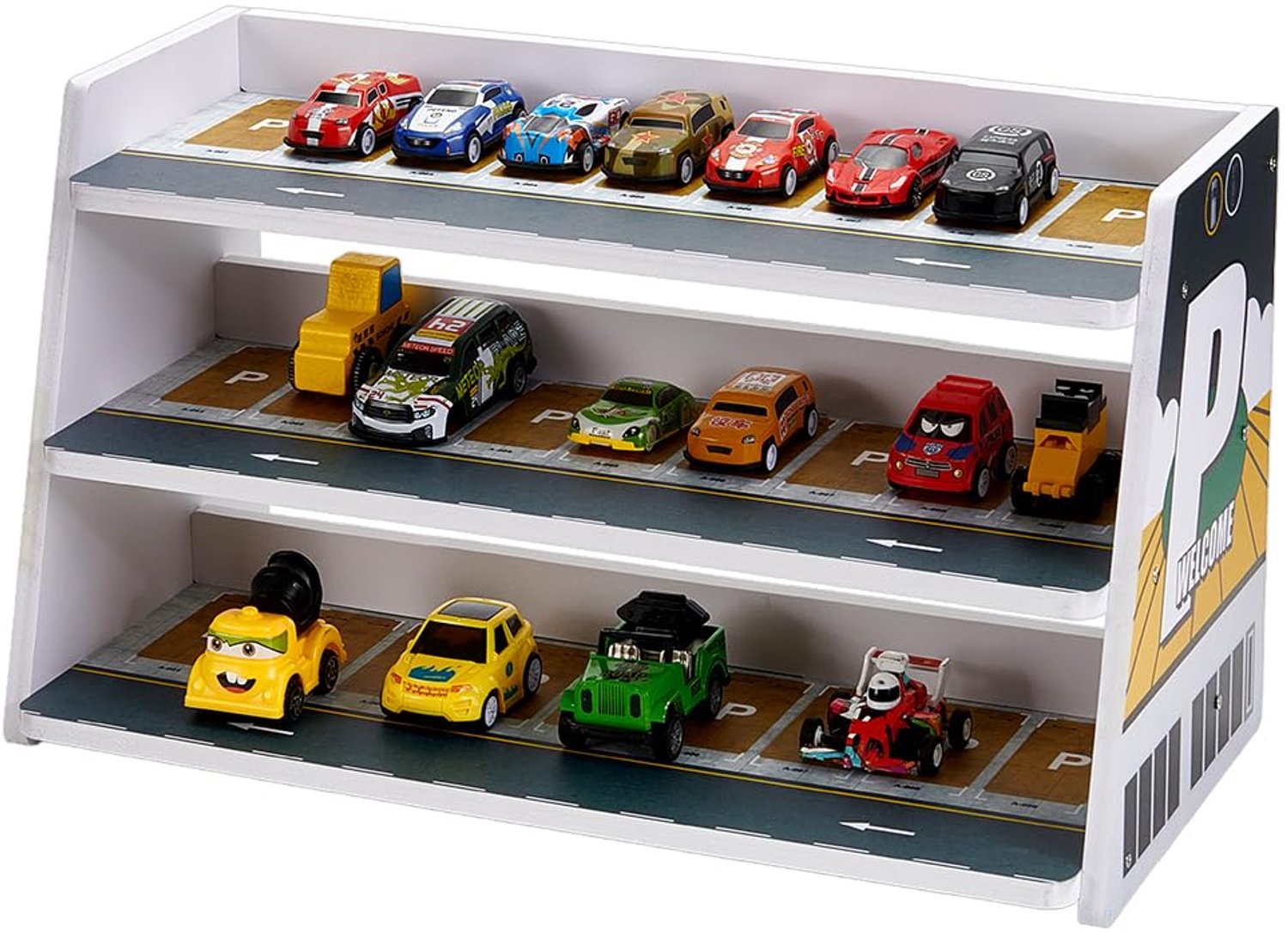 3-Laags PVC Modelauto Display Stand Parkeergarage Diorama 40.5x20x22.5cm