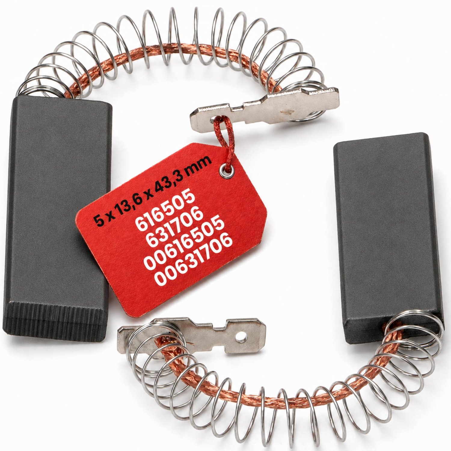 Set van 2 Vervangingskoolborstels voor Wasmachines - 5 x 13,6 x 43,3 mm