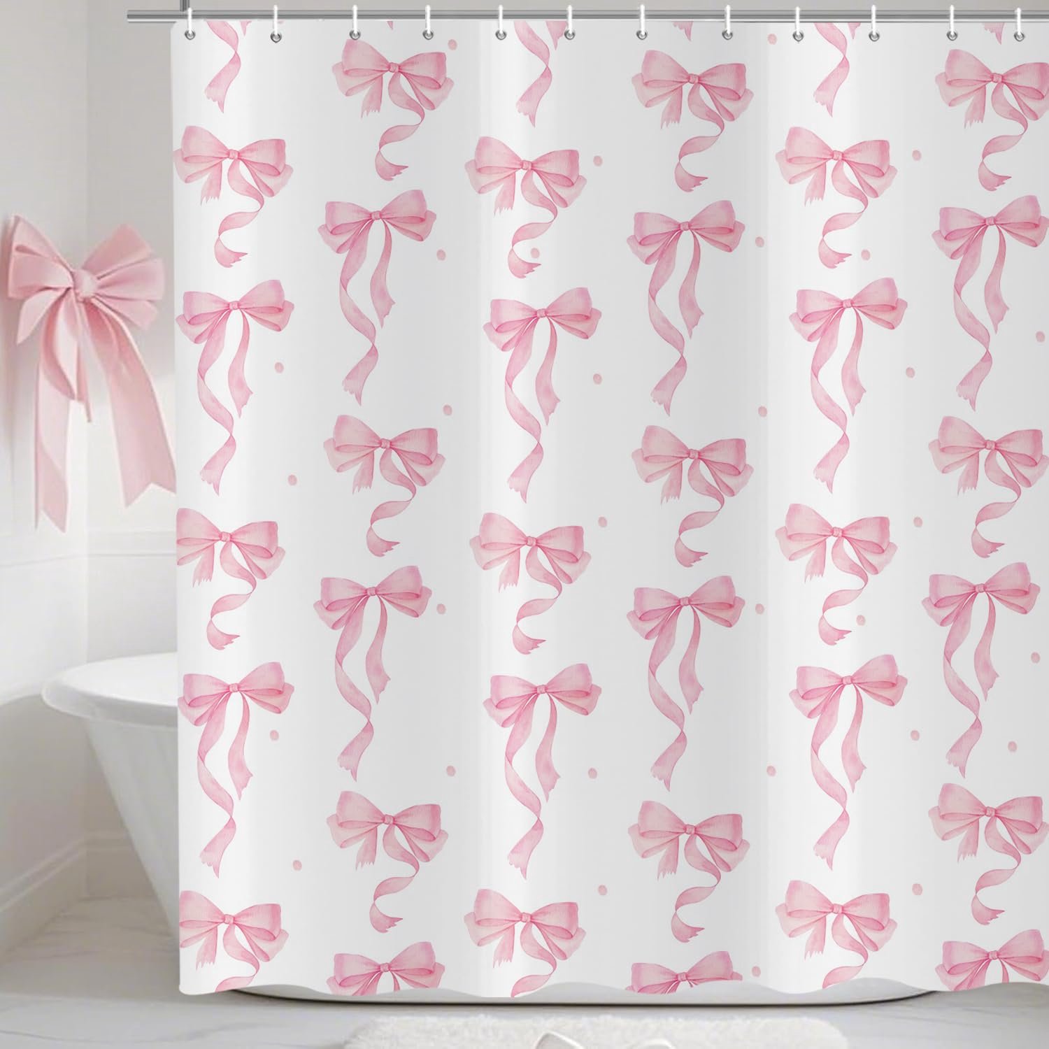 Schattig Roze Douchegordijn met Strik 180 x 200 cm