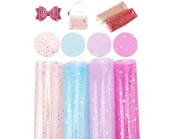 Set van 4 Jelly Vinyl Plotfolie met Sterrenpatroon voor Creatieve Projecten