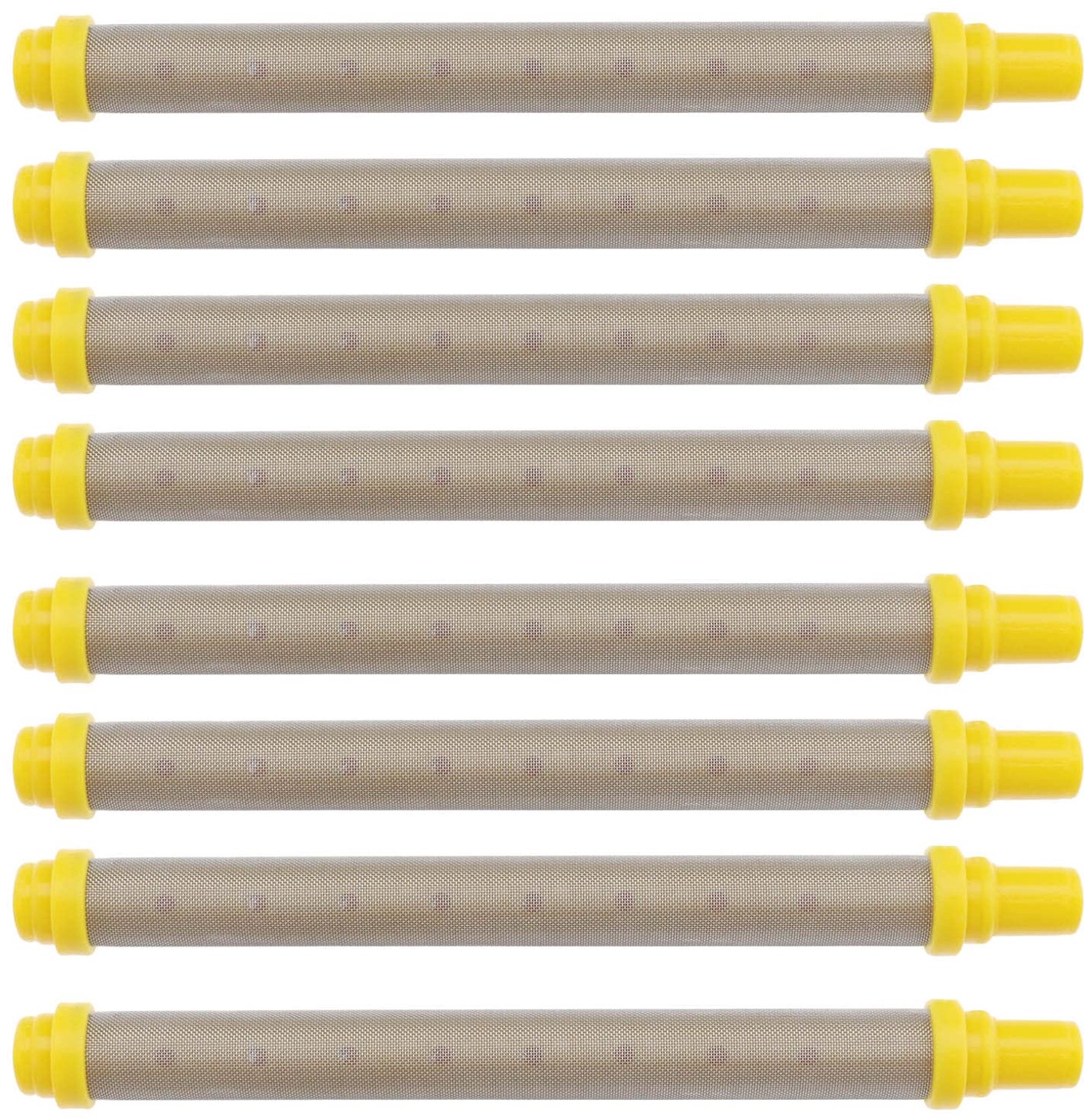 Filterelement 100 Mesh - 8 Stuks - Roestvrij Staal - Kunststof - Geschikt voor Airless Sproeimachines - Lengte 102 mm - Sproeilansfilter