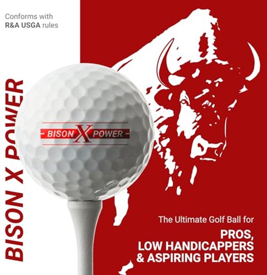 Bison V Power Golfballen - Urethane Coating - Wit - 12 Ballen — afbeelding 3
