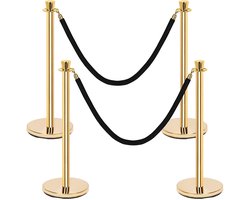Gold Stanchion Post Queue Kit met Zwart Fluwelen Touw
