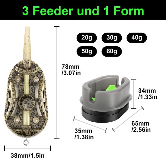 5-in-1 Feeder Accessoires voor Karpervissen met Diverse Gewichten — afbeelding 5
