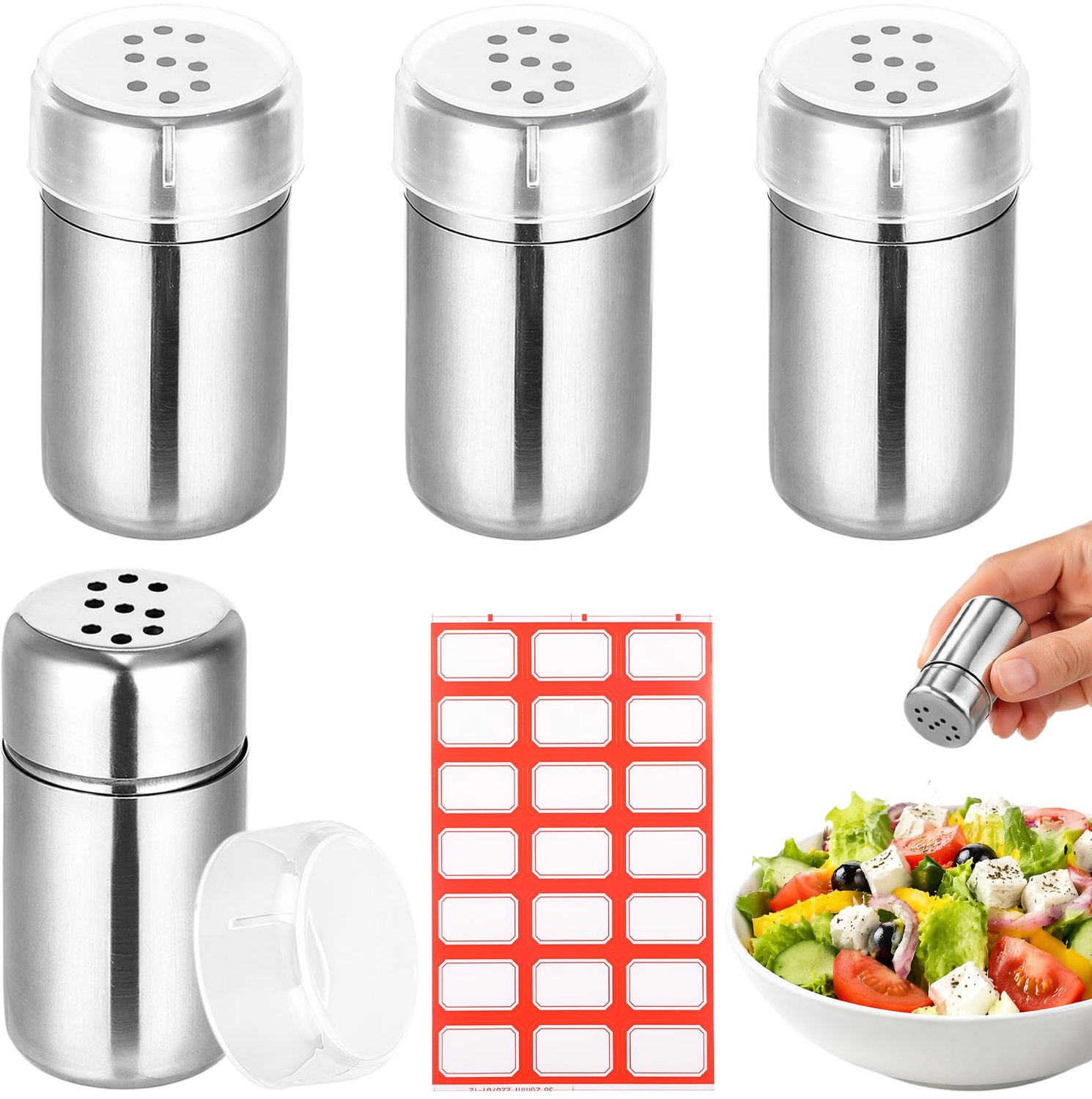Set van 4 Mini Zoutstrooiers voor Onderweg