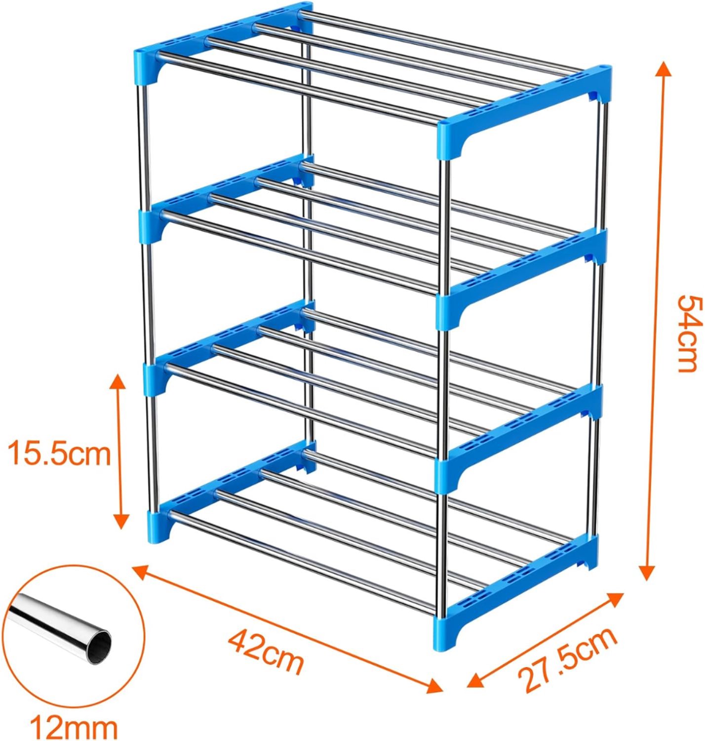 Schoenenrek - Schoenenkast - Schoenenbank - Halbank - Zilver en Blauw