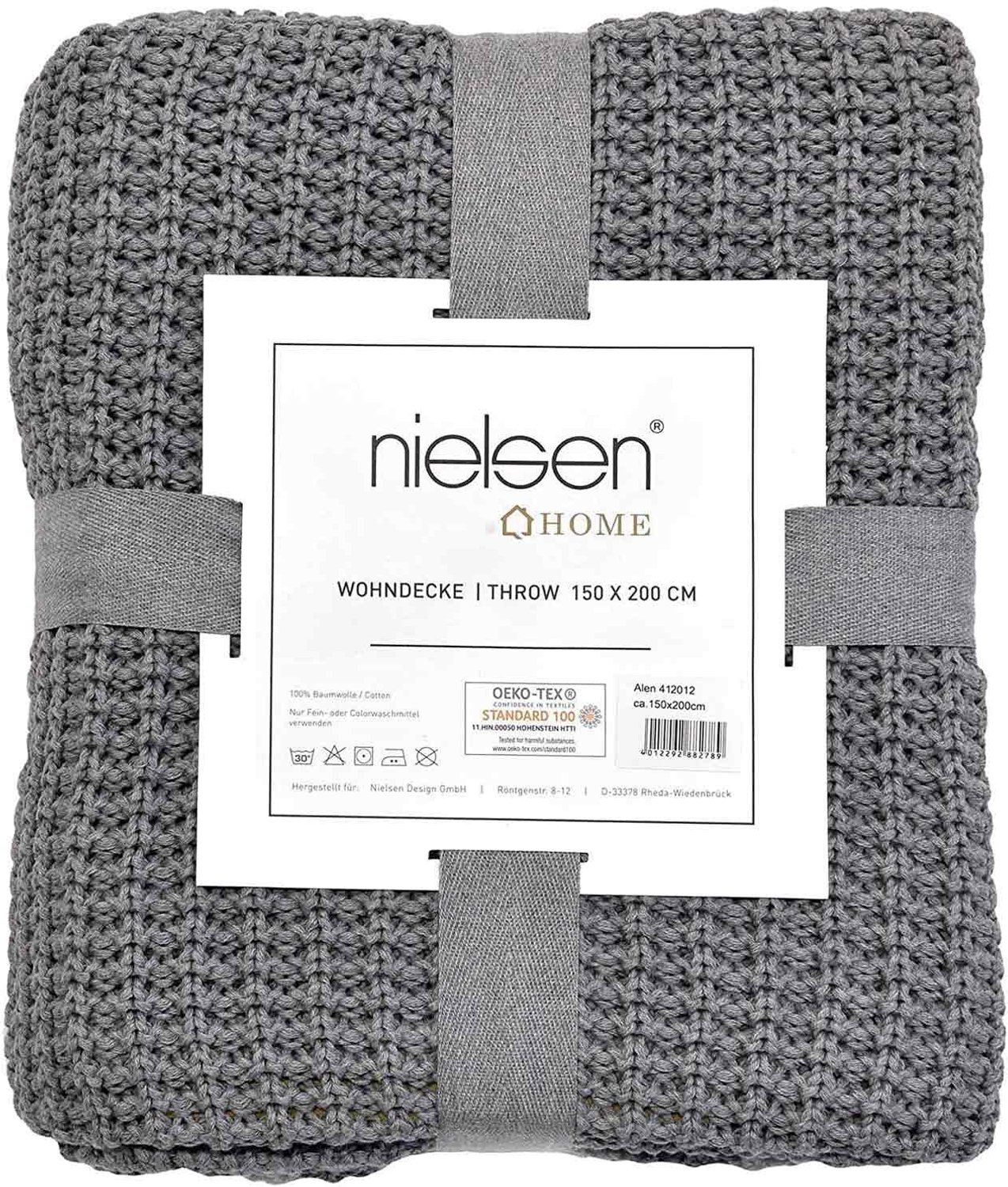 Chunky Knit Dekentje - 150x200 cm - Lichtgrijs - 100% Katoen
