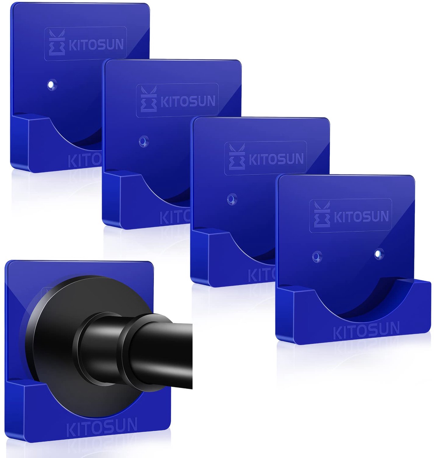 Zelfklevende Douchegordijn Stanghouder - Set van 4 Blauw