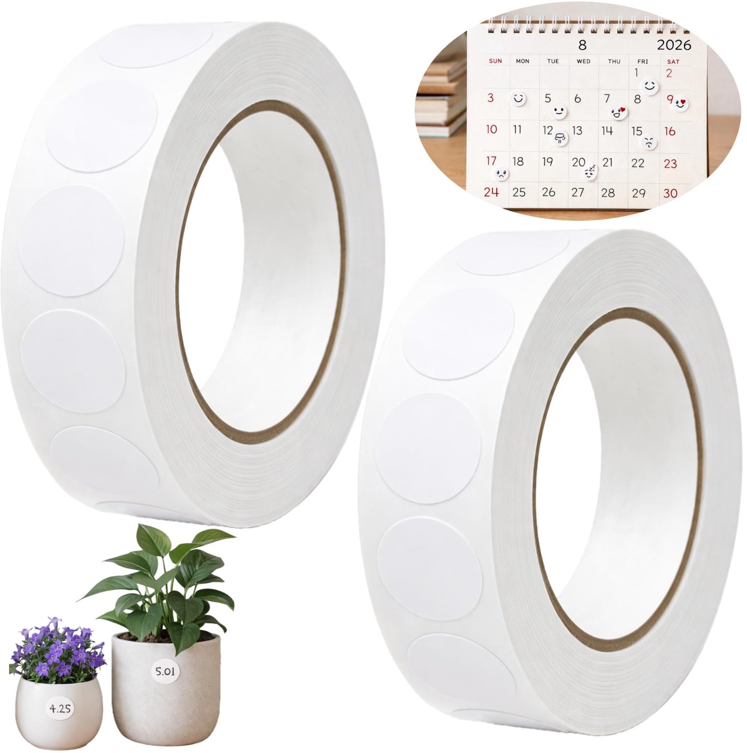 Set van 200 Witte Ronde Stickers