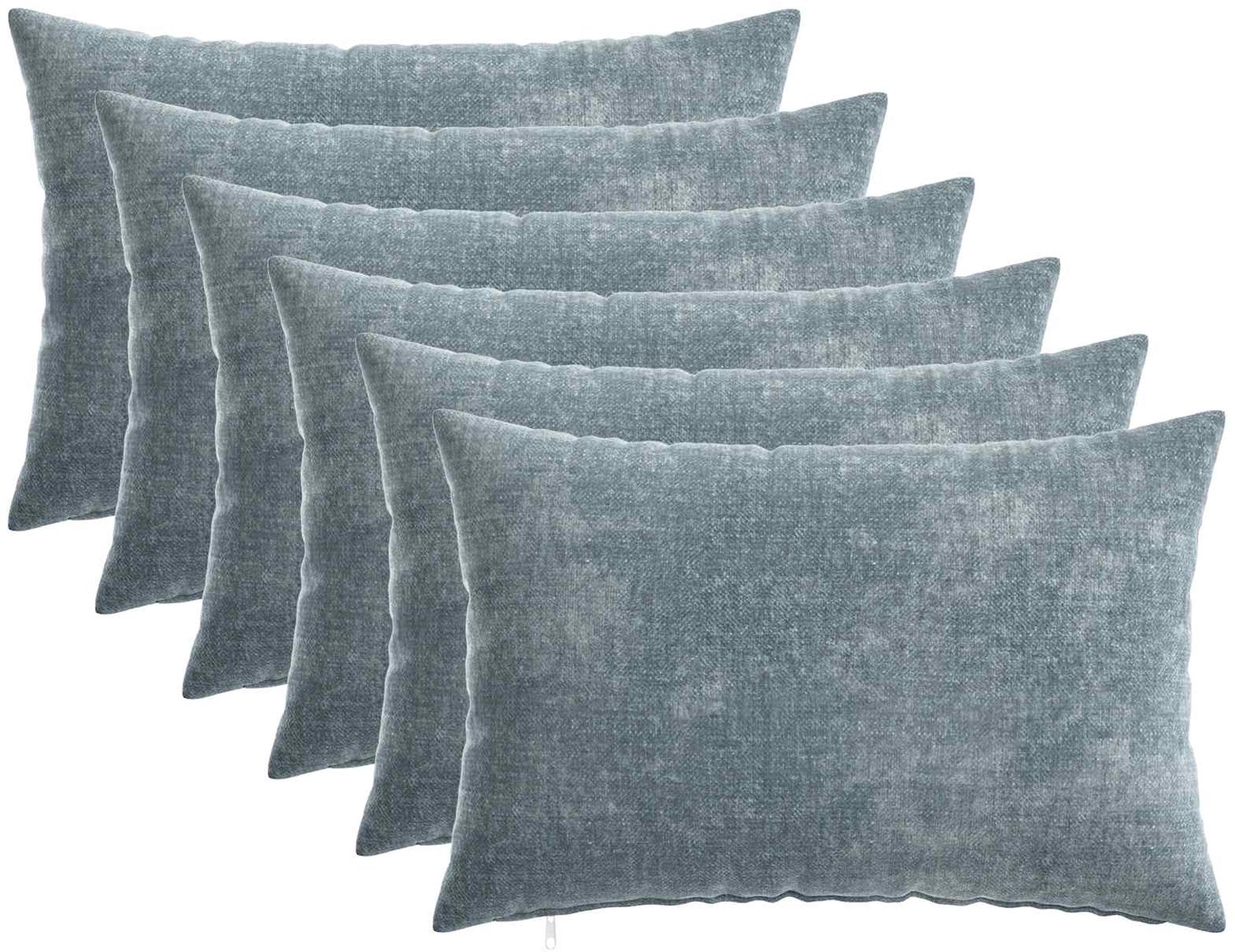 vidaXL Dekenkussen - 6 - st - HEERLEN - Lichtblauw - 40 - x - 60 - cm - Chenille - Stof