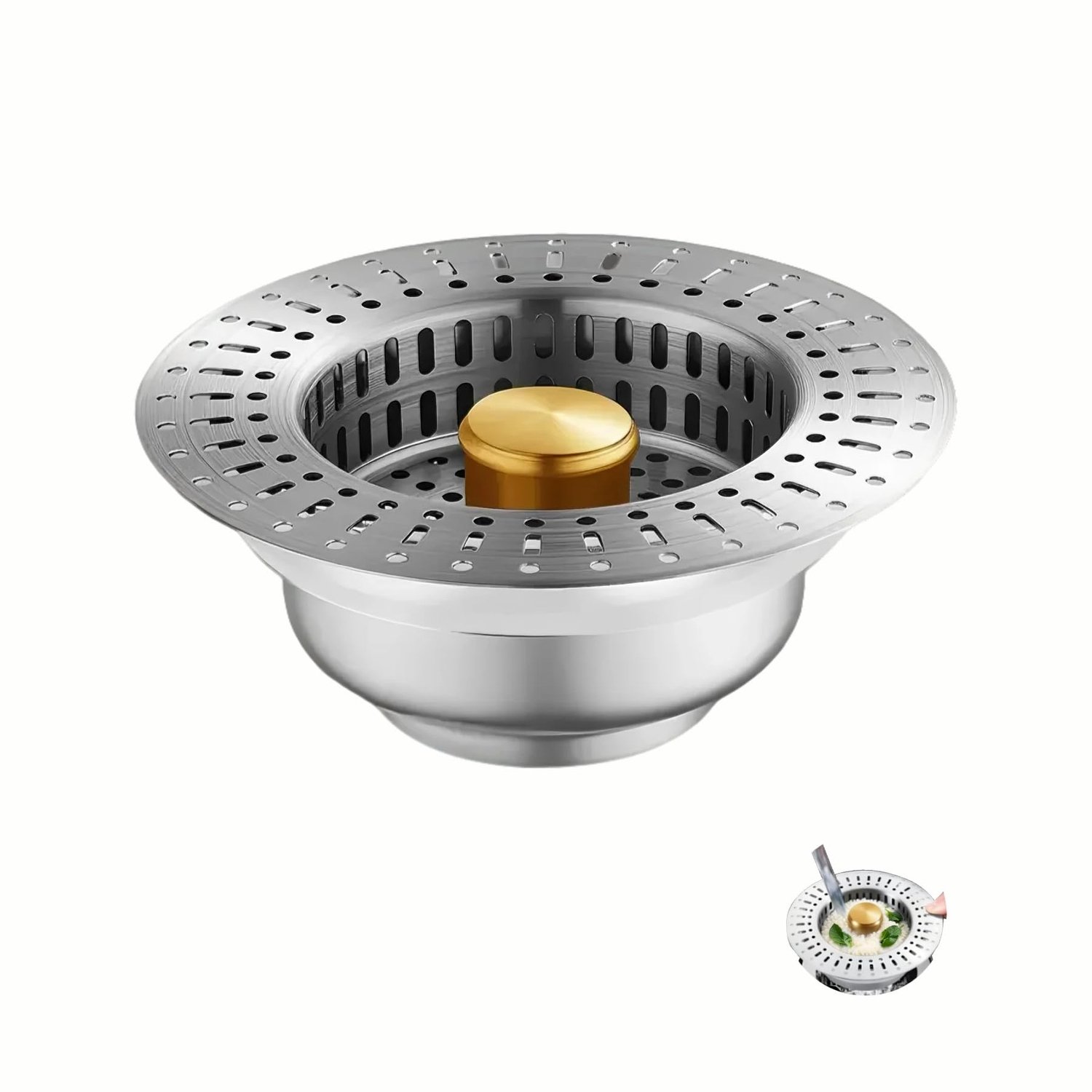 3-in-1 Afvoerstop met RVS Antiklapfilter