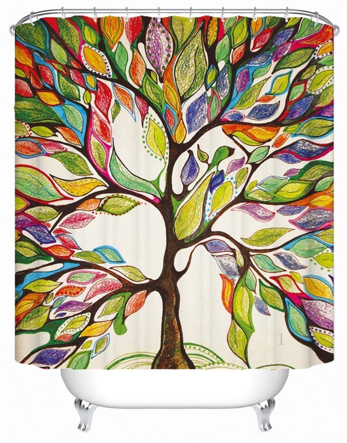 Waterdichte Douchegordijn met Kleurrijke Boomprint, 240x200 cm
