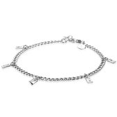 ZINZI zilveren gourmet armband met bungelende baguette zirconia's 18-20 cm ZIA2104