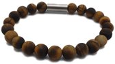 H-Beau - Handgemaakte Armband van Edelstenen - Gouden Tijgeroog - lengte 16,5 cm – Bruin - oker – Mat - Natuurstenen - Kralen -Tiener - Uniseks - 8mm - Sterrenbeeld - Horoscoop - L