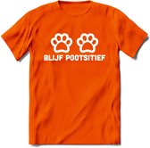 Blijf Poetsitief - Katten T-Shirt Kleding Cadeau | Dames - Heren - Unisex | Kat / Dieren shirt | Grappig Verjaardag kado | Tshirt Met Print | - Oranje - XL