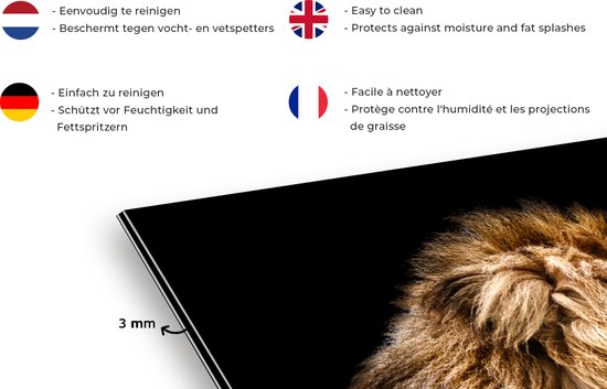 Spatscherm keuken 90x45 cm - Kookplaat achterwand Leeuwen - Profiel - Bruin - Muurbeschermer - Spatwand fornuis - Hoogwaardig aluminium