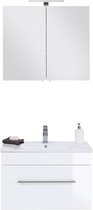 Wastafelset badkamermeubel 75cm keramische wastafel en LED spiegelkast hoogglans wit, B x H x D ca. 75 x 195 x 46,3cm