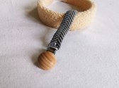 Speenkoord macramé vlecht - blauw - houten clip