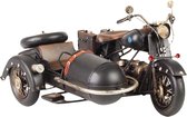 Vintage Metalen Motor Met Zijspan - 32 x 25 x18 cm