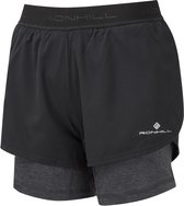 Ronhill Tech Twin Short Dames - Sportbroeken - zwart/grijs - maat XS