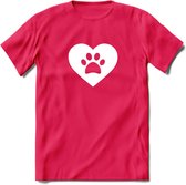 Cat Love Paw - Katten T-Shirt Kleding Cadeau | Dames - Heren - Unisex | Kat / Dieren shirt | Grappig Verjaardag kado | Tshirt Met Print | - Roze - XL