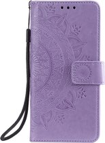 Shop4 - Samsung Galaxy A53 Hoesje - Wallet Case met Pasjeshouder Mandala Patroon Paars