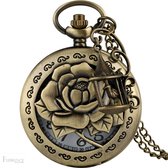 Vintage zakhorloge Roos - pocket watch - sieraad - Quartz - ketting - hanger