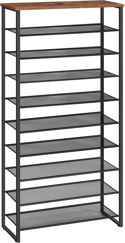 exxen-schoenenrek-met-10-niveaus-schoenenkast-hoog-smal-schoenenrek