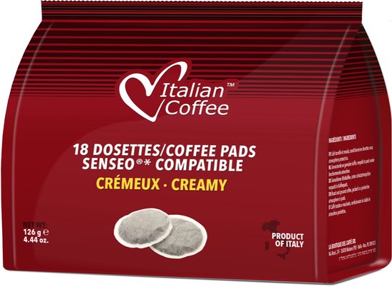 Italian Coffee - Cremoso Koffie - Italiaanse Espresso voor Senseo - 5 x 18 pads