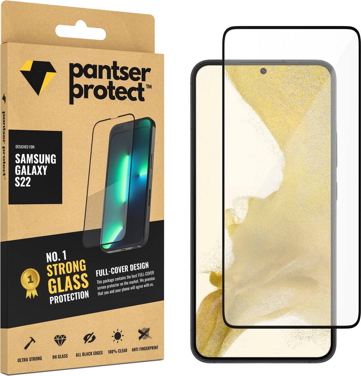 Pantser Protect™ Glass Screenprotector Geschikt voor Samsung Galaxy S22 - Case Friendly - Premium Pantserglas - Glazen Screen Protector