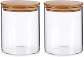 Set de 2 bocaux/boîtes de conservation cuisine luxe en verre 870 ml - Avec couvercle hermétique - Dimensions : 10 x 12,5 cm