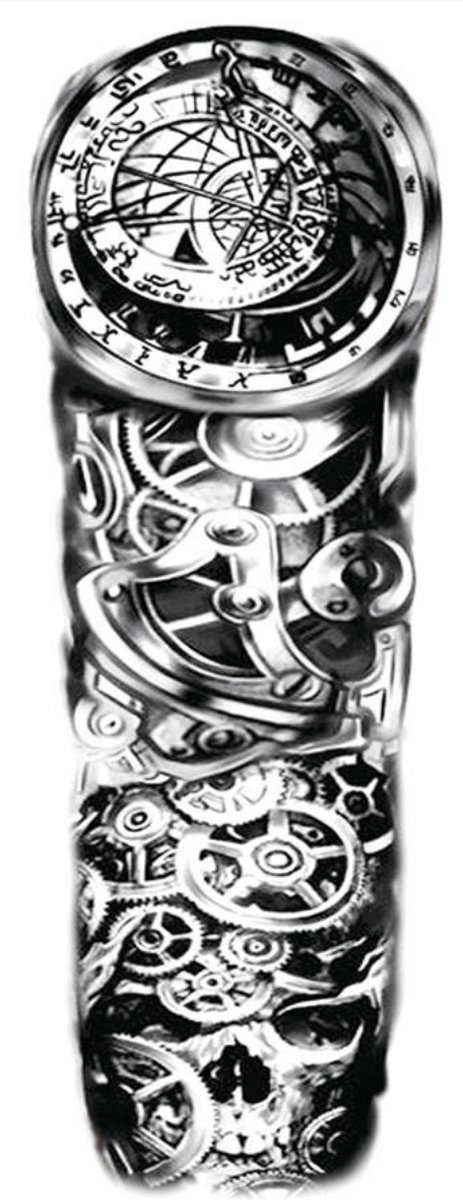 Tijdelijke Tattoo - Sleeve Tattoo - Tattoo Sticker - Zwart/Wit Tattoo - Ontwerp Tattoo - Vrouwen & Mannen Tattoo - Nep Tattoo - Tatoeage & Tatoeages - Tatoeages Volwassenen - 2nd | TQB-214