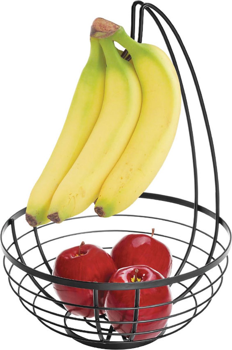 iDesign Fruitschaal met bananenhaak - Zwart - Decoratief