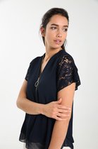 Cassis Dames Hemd in voile met kant - Blouse - Maat S