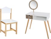 Sphera SET - Kaptafel met spiegel en lade en Kinderstoel - Wit/Goud