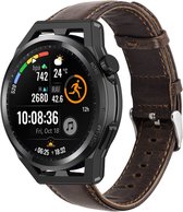 Leer Smartwatch bandje - Geschikt voor Strap-it Huawei Watch GT Runner leren band - donkerbruin - GT Runner - 22mm - Strap-it Horlogeband / Polsband / Armband