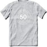 50th Happy Birthday T-shirt | Vintage 1972 Aged to Perfection | 50 jaar Abraham en Sarah verjaardag cadeau | Grappig feest shirt Heren – Dames – Unisex kleding | - Licht Grijs - Ge